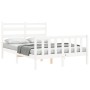 Double bed frame with white solid wood headboard by vidaXL, Beds and slatted bases - Ref: Foro24-3192012, Price: 131,10 €, Di...