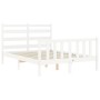 Double bed frame with white solid wood headboard by vidaXL, Beds and slatted bases - Ref: Foro24-3192012, Price: 131,10 €, Di...