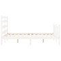 Double bed frame with white solid wood headboard by vidaXL, Beds and slatted bases - Ref: Foro24-3192012, Price: 131,10 €, Di...