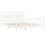 White solid wood bed frame with headboard 160x200 cm by vidaXL, Beds and slatted bases - Ref: Foro24-3192437, Price: 169,15 €...