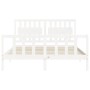 White solid wood bed frame with headboard 160x200 cm by vidaXL, Beds and slatted bases - Ref: Foro24-3192437, Price: 169,15 €...