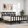 Bed frame with black solid wood headboard 160x200 cm by vidaXL, Beds and slatted bases - Ref: Foro24-3192505, Price: 182,31 €...