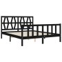 Bed frame with black solid wood headboard 160x200 cm by vidaXL, Beds and slatted bases - Ref: Foro24-3192505, Price: 182,31 €...