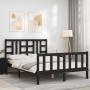 Bed frame with black solid wood headboard 140x200 cm by vidaXL, Beds and slatted bases - Ref: Foro24-3191975, Price: 188,20 €...