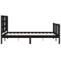 Bed frame with black solid wood headboard 140x200 cm by vidaXL, Beds and slatted bases - Ref: Foro24-3191975, Price: 188,20 €...