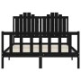 Bed frame with black solid wood headboard 140x200 cm by vidaXL, Beds and slatted bases - Ref: Foro24-3192300, Price: 200,99 €...