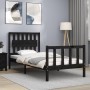 Estructura de cama con cabecero madera maciza negro de vidaXL, Camas y somieres - Ref: Foro24-3192395, Precio: 133,99 €, Desc...