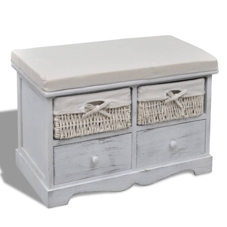 White Paulownia wood storage bench 62x33x42 cm by vidaXL, Benches for halls and storage - Ref: Foro24-240790, Price: 125,99 €...