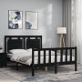 Estructura cama de matrimonio con cabecero madera maciza negra de vidaXL, Camas y somieres - Ref: Foro24-3192140, Precio: 171...