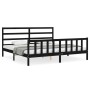 Estructura de cama con cabecero madera maciza negro 180x200 cm de vidaXL, Camas y somieres - Ref: Foro24-3191925, Precio: 182...