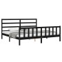 Bed frame with black solid wood headboard 180x200 cm by vidaXL, Beds and slatted bases - Ref: Foro24-3191925, Price: 182,20 €...