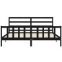 Bed frame with black solid wood headboard 180x200 cm by vidaXL, Beds and slatted bases - Ref: Foro24-3191925, Price: 182,20 €...