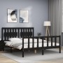 Estructura cama de matrimonio con cabecero madera maciza negro de vidaXL, Camas y somieres - Ref: Foro24-3192435, Precio: 198...