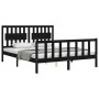 Estructura cama de matrimonio con cabecero madera maciza negro de vidaXL, Camas y somieres - Ref: Foro24-3192435, Precio: 198...