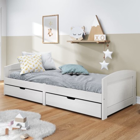 Sofa bed with 2 drawers solid white pine wood IRUN 90x200cm by vidaXL, Beds and slatted bases - Ref: Foro24-3185208, Price: 2...