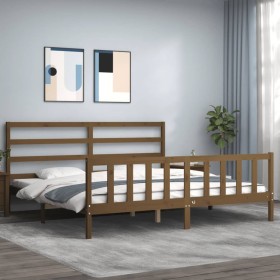 Estructura de cama cabecero madera maciza marrón miel 180x200cm de vidaXL, Camas y somieres - Ref: Foro24-3191924, Precio: 15...