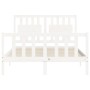 Double bed frame with white solid wood headboard by vidaXL, Beds and slatted bases - Ref: Foro24-3192397, Price: 144,27 €, Di...