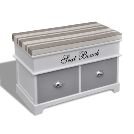 Wooden storage bench with a gray cushion and drawers. by vidaXL, Benches for halls and storage - Ref: Foro24-240802, Price: 1...