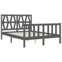 Double bed frame with gray solid wood headboard by vidaXL, Beds and slatted bases - Ref: Foro24-3192463, Price: 156,99 €, Dis...