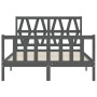 Double bed frame with gray solid wood headboard by vidaXL, Beds and slatted bases - Ref: Foro24-3192463, Price: 156,99 €, Dis...