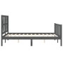 Double bed frame with gray solid wood headboard by vidaXL, Beds and slatted bases - Ref: Foro24-3192463, Price: 156,99 €, Dis...