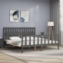 Double bed frame with gray solid wood headboard by vidaXL, Beds and slatted bases - Ref: Foro24-3192443, Price: 176,79 €, Dis...