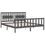 Double bed frame with gray solid wood headboard by vidaXL, Beds and slatted bases - Ref: Foro24-3192443, Price: 176,79 €, Dis...