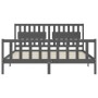 Double bed frame with gray solid wood headboard by vidaXL, Beds and slatted bases - Ref: Foro24-3192443, Price: 176,79 €, Dis...