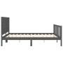 Double bed frame with gray solid wood headboard by vidaXL, Beds and slatted bases - Ref: Foro24-3192443, Price: 176,79 €, Dis...