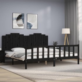 Estructura de cama con cabecero madera maciza negro 200x200 cm de vidaXL, Camas y somieres - Ref: Foro24-3192320, Precio: 229...