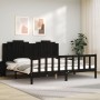 Bed frame with black solid wood headboard 200x200 cm by vidaXL, Beds and slatted bases - Ref: Foro24-3192320, Price: 225,63 €...