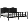 Bed frame with black solid wood headboard 200x200 cm by vidaXL, Beds and slatted bases - Ref: Foro24-3192320, Price: 225,63 €...