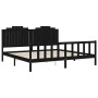 Bed frame with black solid wood headboard 200x200 cm by vidaXL, Beds and slatted bases - Ref: Foro24-3192320, Price: 225,63 €...