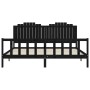 Bed frame with black solid wood headboard 200x200 cm by vidaXL, Beds and slatted bases - Ref: Foro24-3192320, Price: 225,63 €...