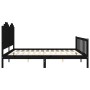 Bed frame with black solid wood headboard 200x200 cm by vidaXL, Beds and slatted bases - Ref: Foro24-3192320, Price: 225,63 €...