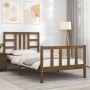 Honey brown solid wood bed frame and headboard 100x200 cm by vidaXL, Beds and slatted bases - Ref: Foro24-3191964, Price: 114...