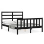 Estructura de cama con cabecero madera maciza negro 140x190 cm de vidaXL, Camas y somieres - Ref: Foro24-3191890, Precio: 163...