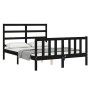 Bed frame with black solid wood headboard 140x190 cm by vidaXL, Beds and slatted bases - Ref: Foro24-3191890, Price: 163,25 €...