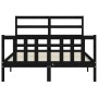 Bed frame with black solid wood headboard 140x190 cm by vidaXL, Beds and slatted bases - Ref: Foro24-3191890, Price: 163,25 €...