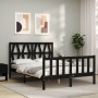 Double bed frame with black solid wood headboard by vidaXL, Beds and slatted bases - Ref: Foro24-3192465, Price: 167,99 €, Di...