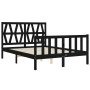 Double bed frame with black solid wood headboard by vidaXL, Beds and slatted bases - Ref: Foro24-3192465, Price: 167,99 €, Di...