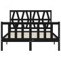 Double bed frame with black solid wood headboard by vidaXL, Beds and slatted bases - Ref: Foro24-3192465, Price: 167,99 €, Di...