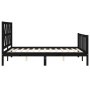 Double bed frame with black solid wood headboard by vidaXL, Beds and slatted bases - Ref: Foro24-3192465, Price: 167,99 €, Di...