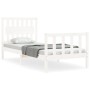 White solid wood bed frame with headboard 90x200 cm by vidaXL, Beds and slatted bases - Ref: Foro24-3192412, Price: 105,73 €,...