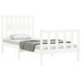 White solid wood bed frame with headboard 90x200 cm by vidaXL, Beds and slatted bases - Ref: Foro24-3192412, Price: 105,73 €,...