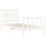 White solid wood bed frame with headboard 90x200 cm by vidaXL, Beds and slatted bases - Ref: Foro24-3192412, Price: 105,73 €,...