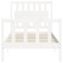 White solid wood bed frame with headboard 90x200 cm by vidaXL, Beds and slatted bases - Ref: Foro24-3192412, Price: 105,73 €,...