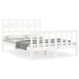 Double bed frame with white solid wood headboard by vidaXL, Beds and slatted bases - Ref: Foro24-3192527, Price: 143,71 €, Di...