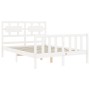 Double bed frame with white solid wood headboard by vidaXL, Beds and slatted bases - Ref: Foro24-3192527, Price: 143,71 €, Di...