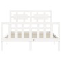 Double bed frame with white solid wood headboard by vidaXL, Beds and slatted bases - Ref: Foro24-3192527, Price: 143,71 €, Di...